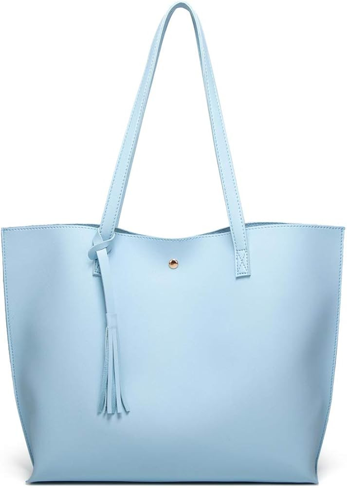 Women's Soft Faux Leather Tote Shoulder Bag from Dreubea, Big Capacity Tassel Handbag | Amazon (US)
