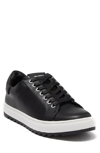 KARL LAGERFELD PARIS Leather Low Top Sneaker in Black at Nordstrom Rack, Size 11 | Nordstrom Rack