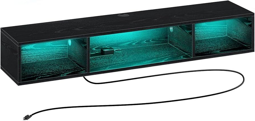 Rolanstar TV Stand with Power Outlet, Floating TV Stand with RGB Lights, 47.2" Wall Mounted TV Sh... | Amazon (US)
