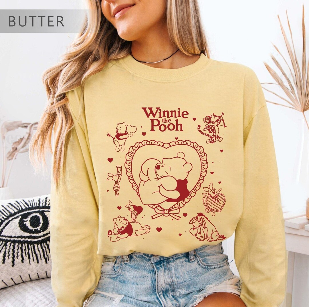 Vintage Winnie the Pooh Shirt Sweatshirt, Pooh Bear Heart Disney T-shirt, Pooh Piglet Tigger Eeyo... | Etsy (US)