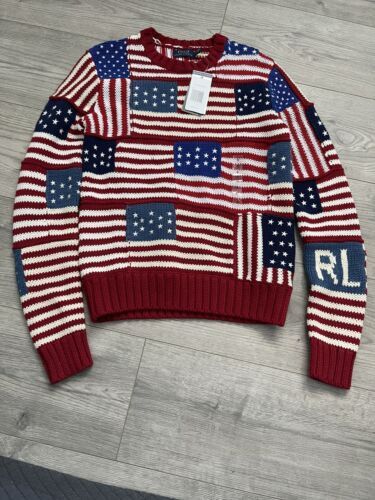 RARE Vintage Polo Ralph Lauren USA Flag Cotton Knitted Sweater S Brand New   | eBay | eBay US