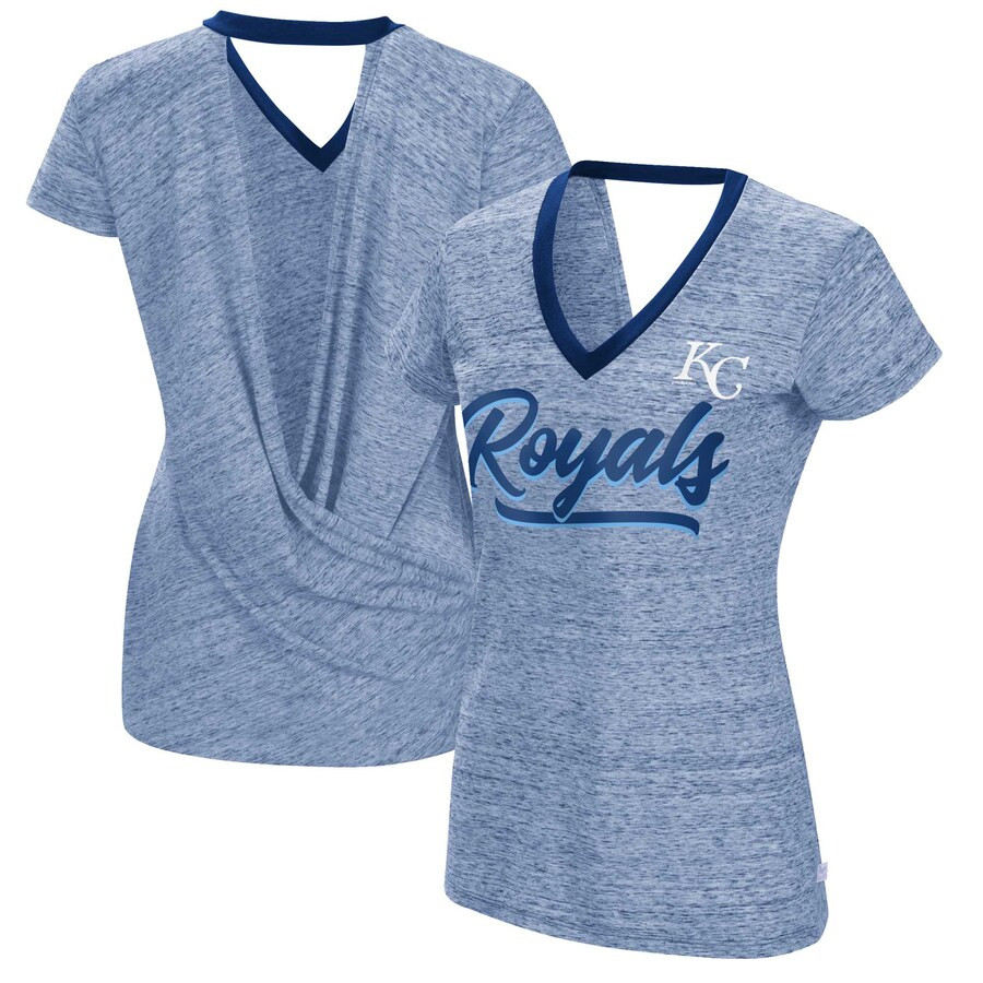 Kansas City Royals Touch Women's Halftime Back Wrap Top V-Neck T-Shirt - Royal | Fanatics