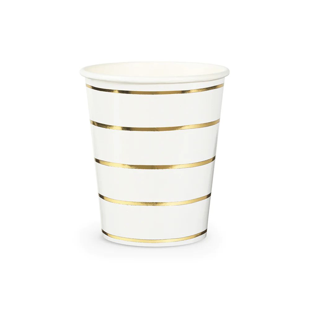 gold frenchie metallic striped 9 oz cups | Daydream Society