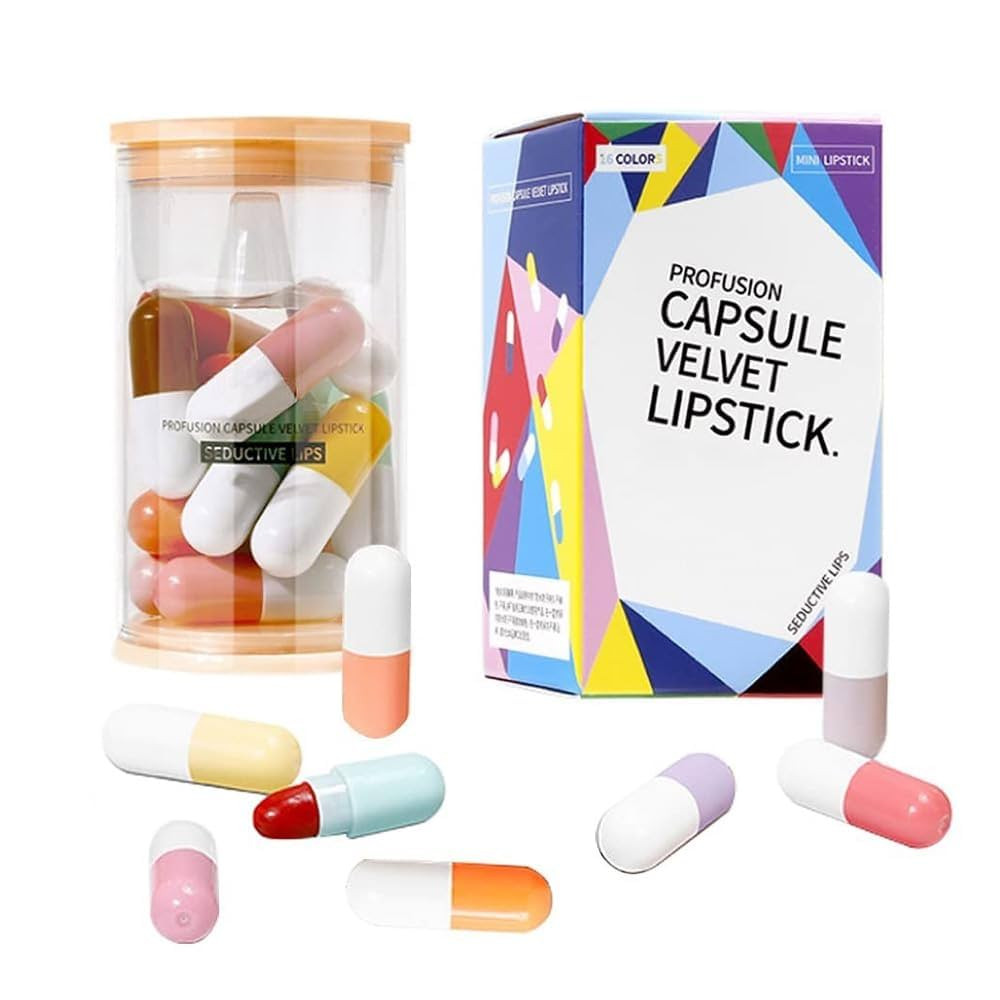 16 Pcs Mini Pills Lipstick Capsule Set, Waterproof Long Lasting Mini Matte Lipstick Set, Cute Cap... | Amazon (US)