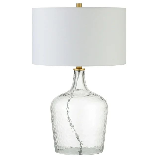 Evelyn&Zoe Coastal 24" Tall Textured Clear Glass/Brass Table Lamp | Walmart (US)