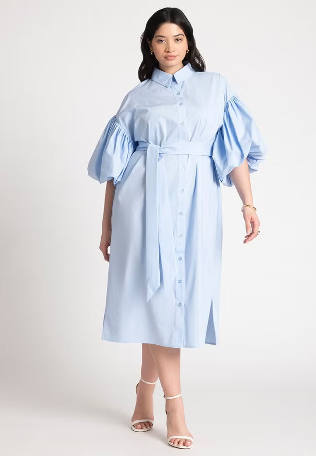 Balloon Sleeve Shirt Dress | Eloquii