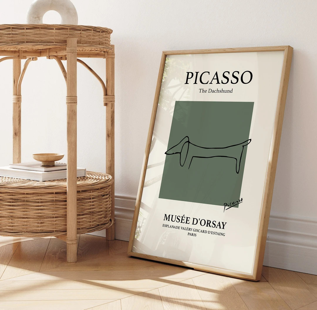 Picasso Print, Forest Green Wall Art, Dark Green Print, Neutral Wall Decor, Boho Wall Art, Living... | Etsy (US)