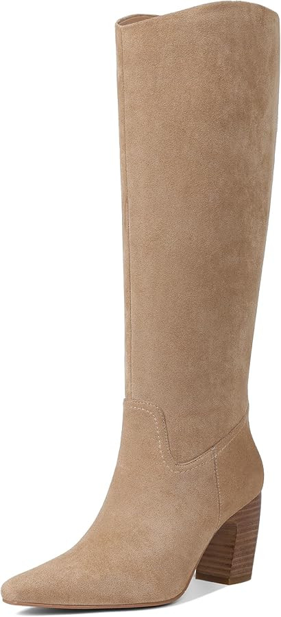 Oiamenne Knee High Boots for Women Soft Square Toe Chunky Heel Tall Boots Comfortable Wide Calf L... | Amazon (US)