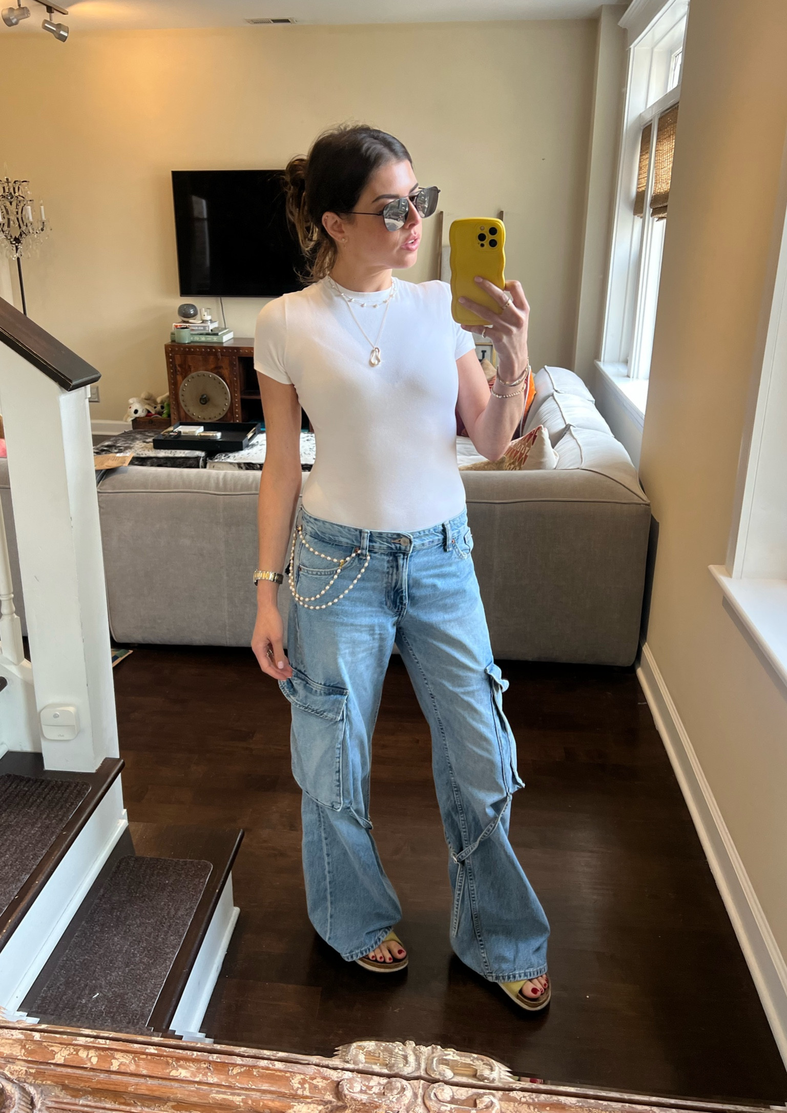Falmer ™️ (fall/summer) OOTD. Styled my Anima Mea ‘Kennedy’ chain on my jeans today! These cargo jeans are last year Zara so I linked similar ones!

#LTKstyletip #LTKU