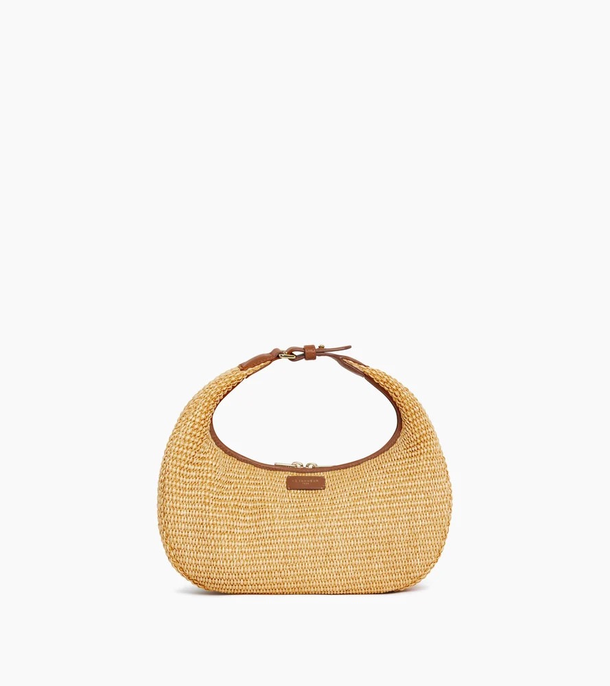Bolso hobo pequeño Juliette con efecto de rafia y cuero liso | Le Tanneur