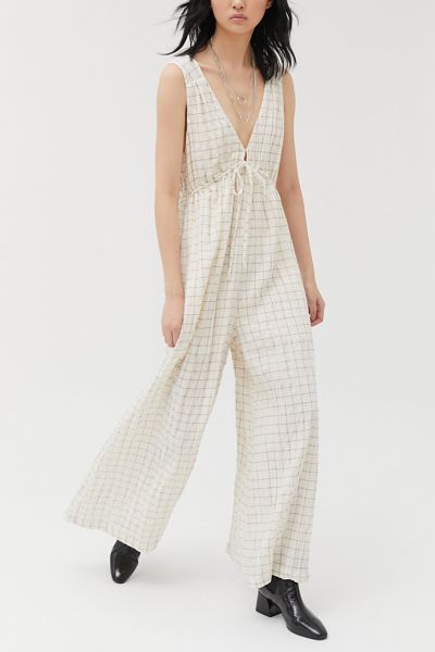 UO Breezy Plunging Wide Leg Jumpsuit | Urban Outfitters (US and RoW)