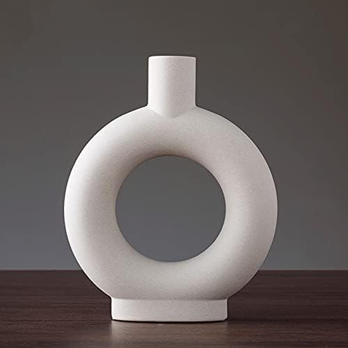 White Minimalism Ceramic Vase, Modern Nordic Geometric Fine Mouth Decorative Vases, Creative Cera... | Amazon (US)