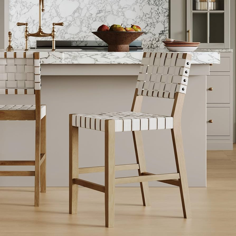 Nathan James Cohen Mid Century Modern Bar Stool, Upholstered Faux Leather Counter Stool with Back... | Amazon (US)