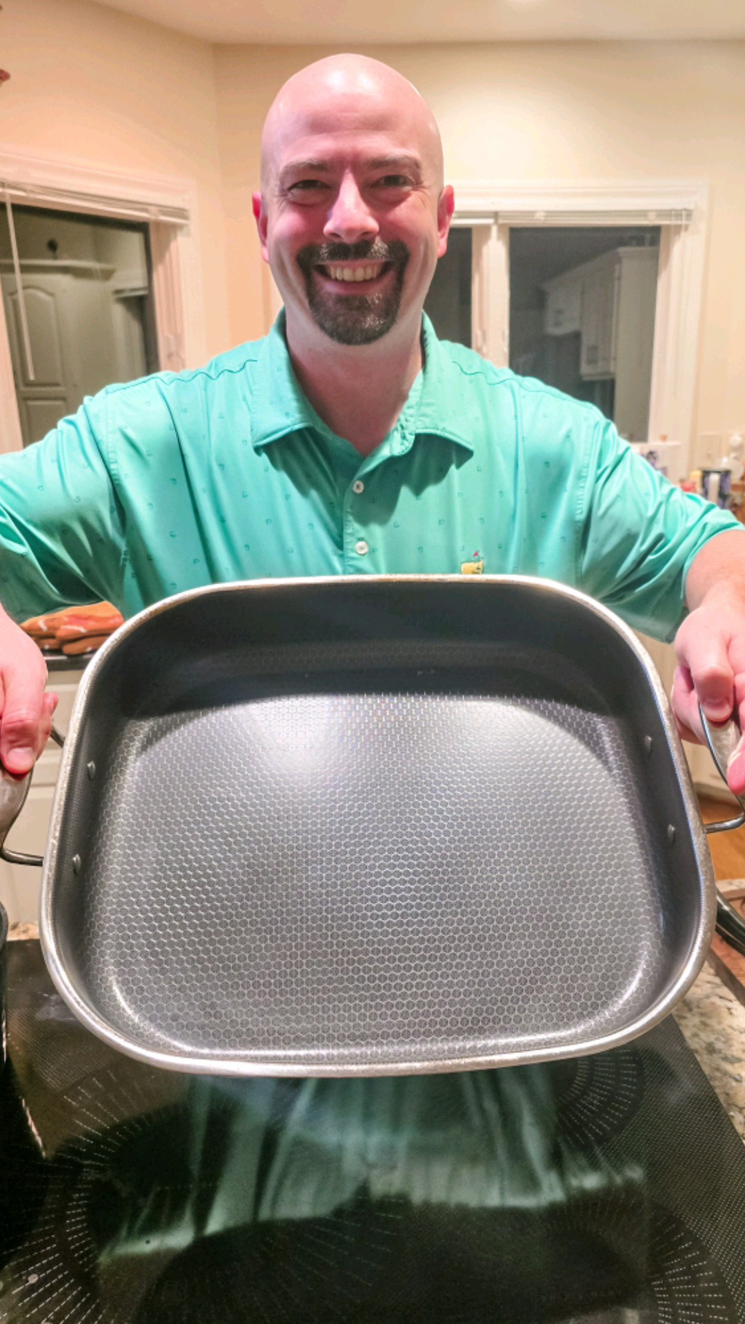 #ad @Hexclad for the anniversary gift WIN this year! Joe said he was SO HAPPY with how easy this pan wiped up after using it. It cooked the Lamb PERFECTLY and uniform throughout as well. It's dishwasher safe. Metal utensil safe. and LARGE enough for a turkey, ham, or giant family casserole! Oven, stovetop (even induction), AND grill safe up to 900 degrees! This was gifted to me for an LTK Collab with #hexclad and immediately stolen by my husband. #cookware #holidays #pans #roastingpan #hexcladcookware #chef #cooking #baking #grilling #seasonal #giftidea 

#LTKGiftGuide #LTKVideo #LTKHome