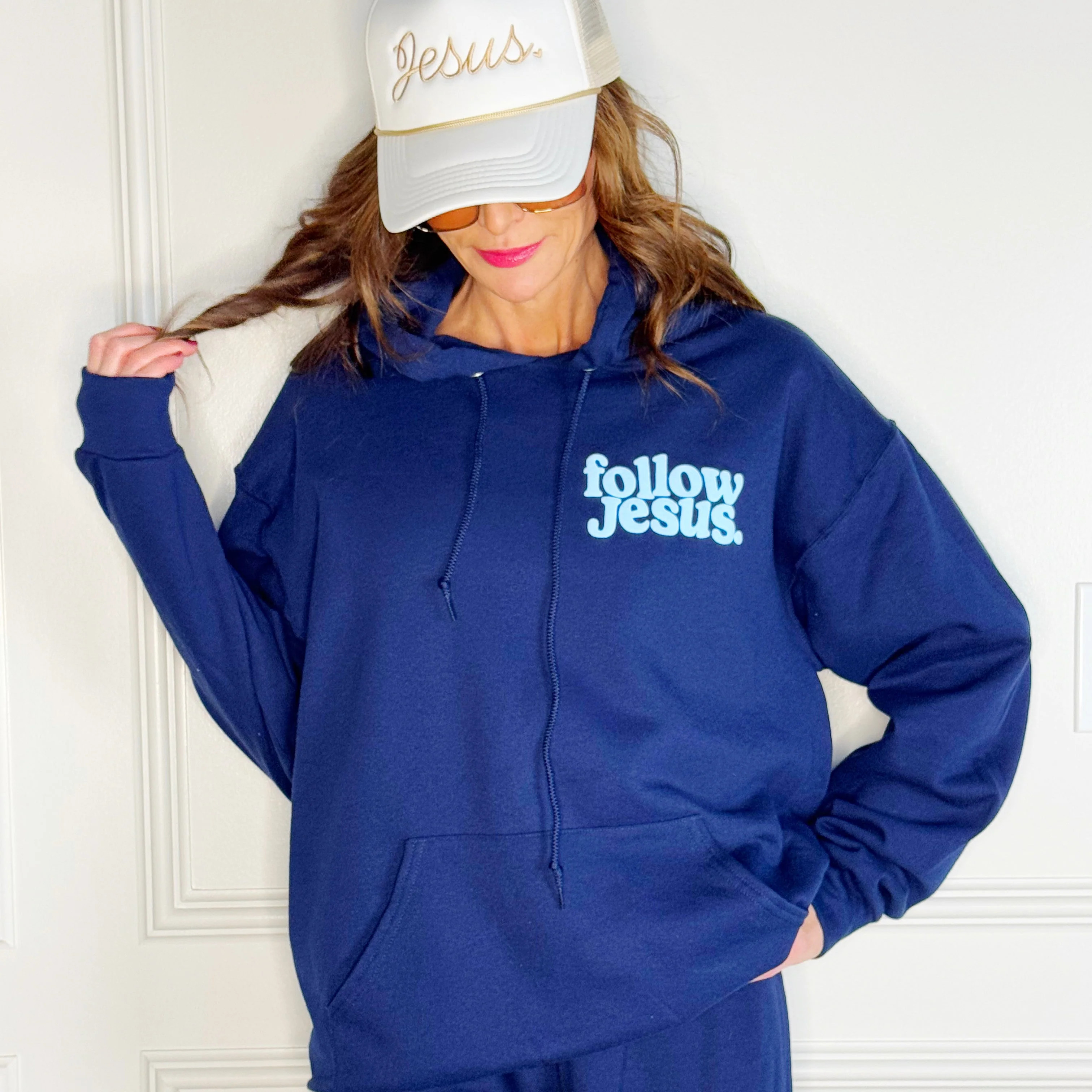 Puff Follow Jesus Navy Hoodie | Poppy & Pine