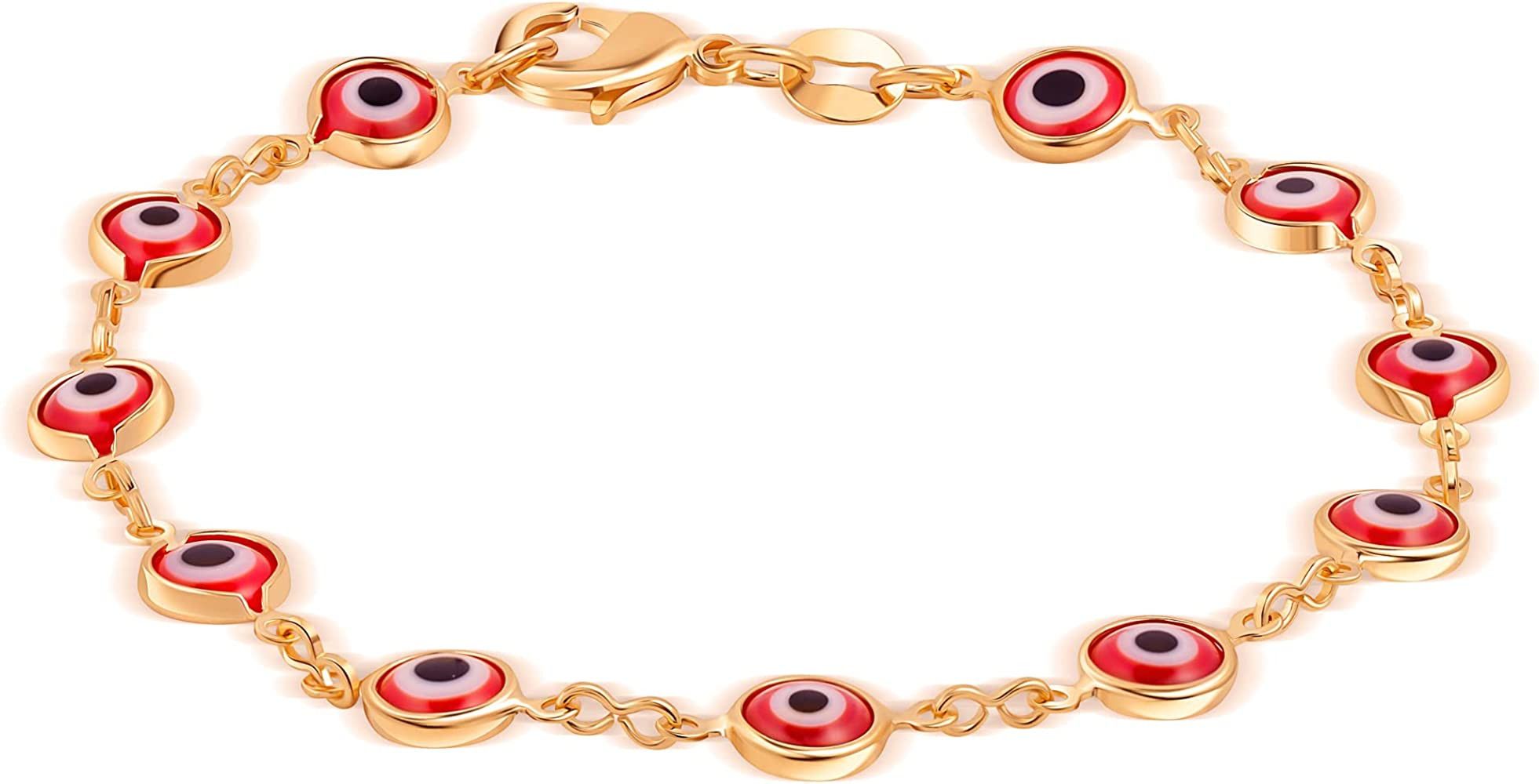 Barzel 18K Gold Plated Multicolored Evil Eye Bracelet for Women - Made in Brazil | Amazon (US)