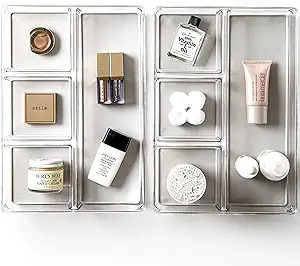 BINO | 4-Section Plastic Drawer Organizer Bin, Light Grey - 2 Pack | THE ARTISAN+ | Multi-Purpose... | Amazon (US)