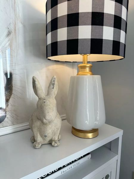 This Pottery Barn bunny paired with a buffalo check lamp is prefect for spring time decor! Linking similar lamps and shades.

#LTKSeasonal #LTKstyletip #LTKhome