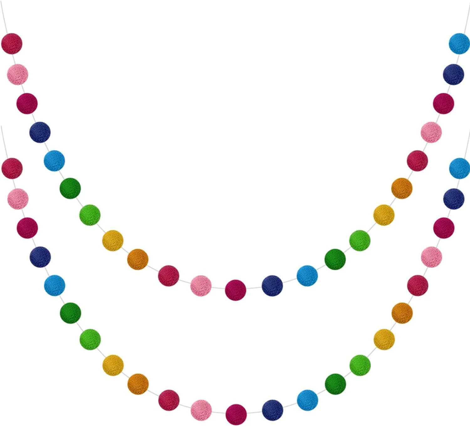 2 Pieces Wool Felt Ball Garland Handmade 6.5 Feet Long 24 Balls Felt Ball Garlands for Wall Chris... | Walmart (US)