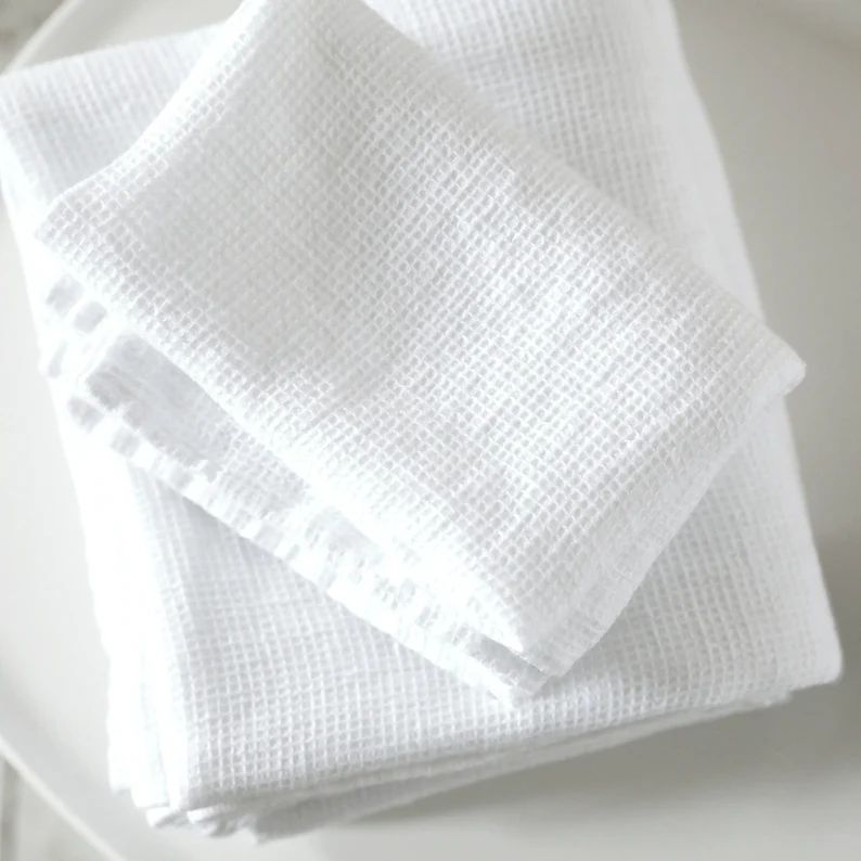 Linen Waffle Towels in Optical White: Towel Set Bath Towel | Etsy | Etsy (AU)
