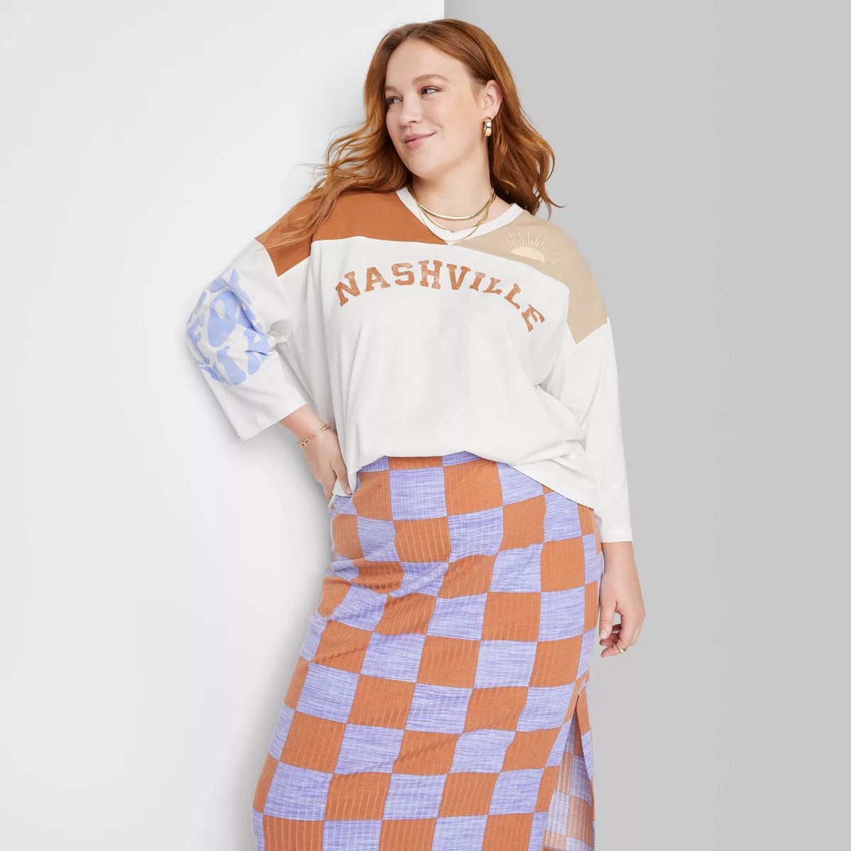 Women's Ascot + Hart Nashville Short Sleeve Graphic Baseball T-Shirt - Off-White | Target