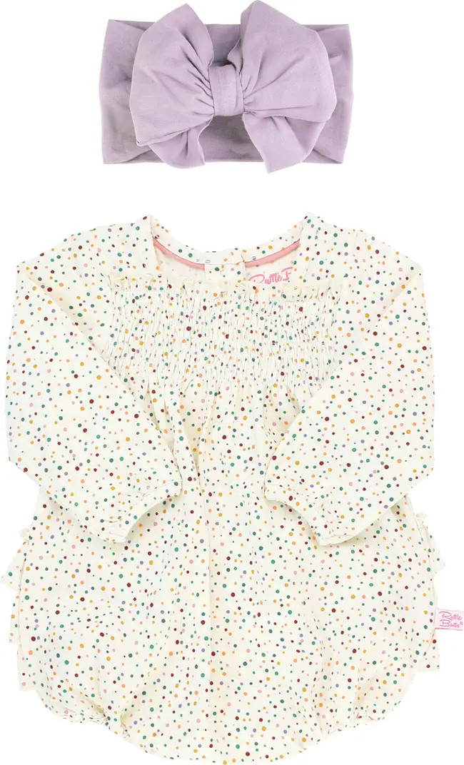 RuffleButts Spotty Dotty Bubble Romper & Headband Set | Nordstrom | Nordstrom