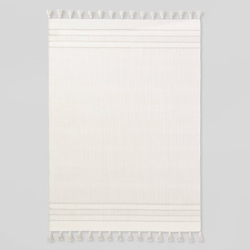 Texture Border Stripe Rug Cream/Silver Gray - Hearth & Hand™ with Magnolia | Target