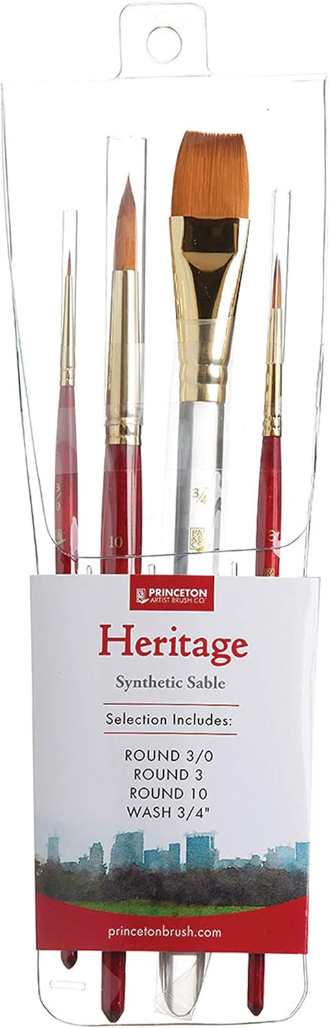 Princeton Heritage, Golden Taklon Brushes for Warercolor & Acrylic, Series 4050 Synthetic Sable, Professional Set | Amazon (US)