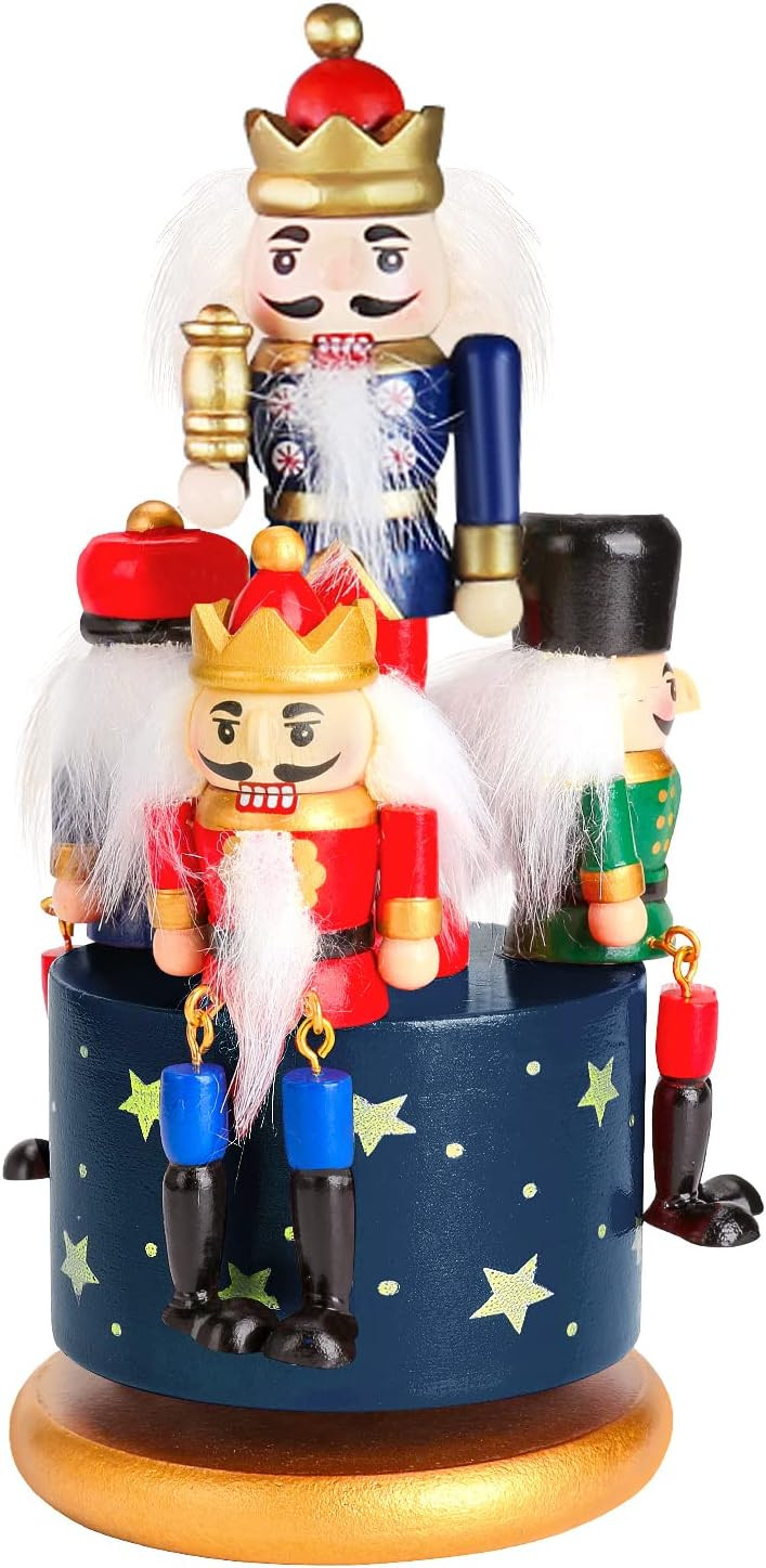 SUKESIAI Handmade Wooden Nutcracker Christmas Music Box, Soldier Figure Wooden Musical Box Nutcra... | Amazon (US)