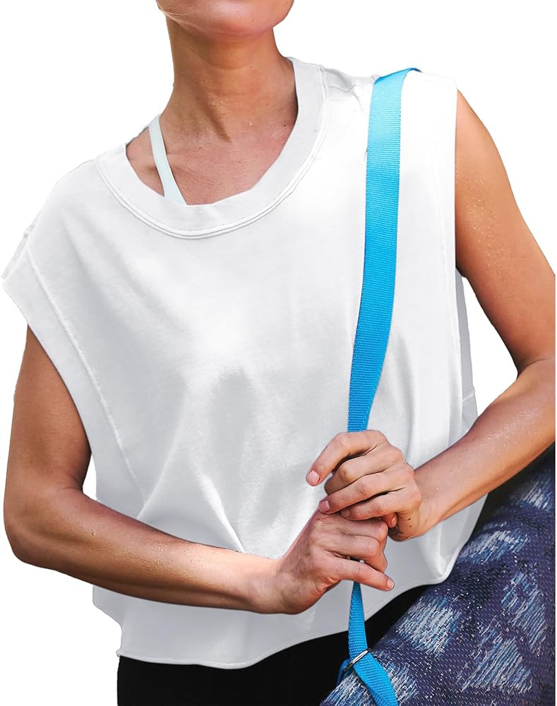 Ainangua Oversized Tank Top for Women Sleeveless Athletic Cropped Activewear Workout Yoga Gym Top... | Amazon (US)