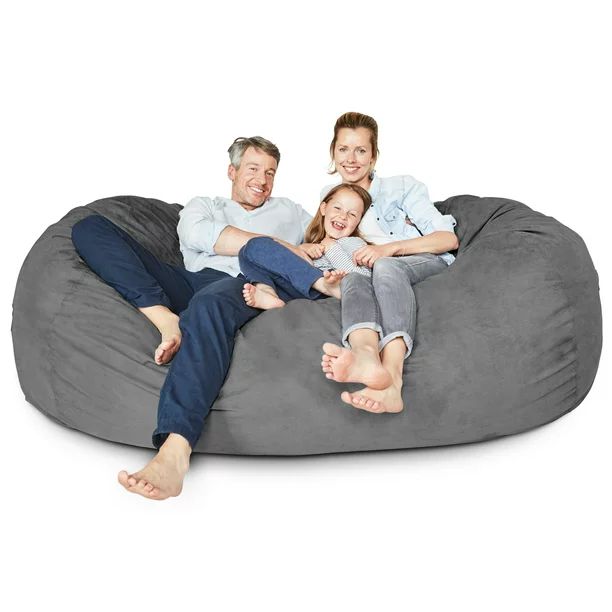 Lumaland Luxury 7-Foot Bean Bag Chair with Microsuede Cover Dark Grey, Machine Washable Big Size ... | Walmart (US)