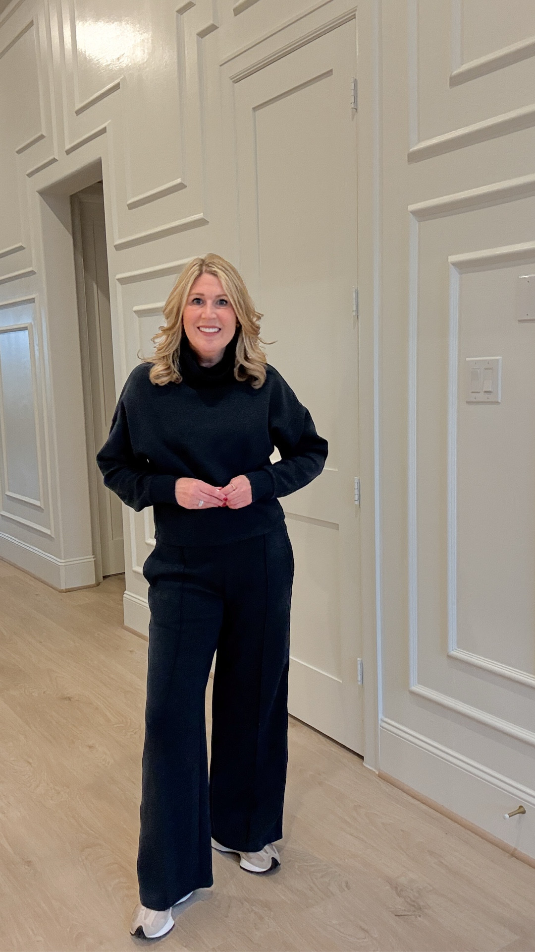 This matching set is amazing. It sold separately. So it’s easy to get just the perfect size for the top or the bottom. I love the pint of the pants. And the taper waist of the top. I got it in the mock neck, but you could get it in a quarter zip or crewneck. They are soft, dreamy, and the perfect travel set. I’ve been wearing mine on repeat. 
Pants and top run true to size. Lots of cover colors available. I’m wearing the navy blue.

#LTKActive #LTKTravel #LTKOver40