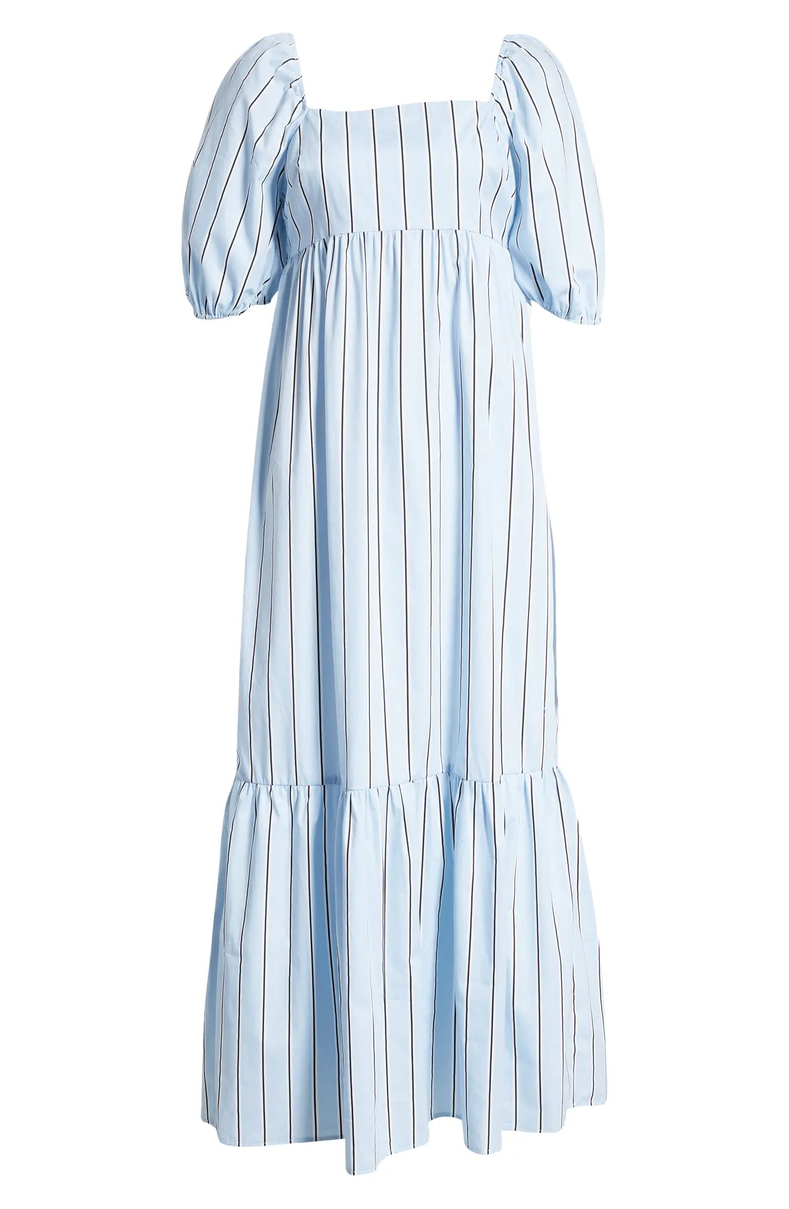Stripe Puff Sleeve Midi Dress | Nordstrom