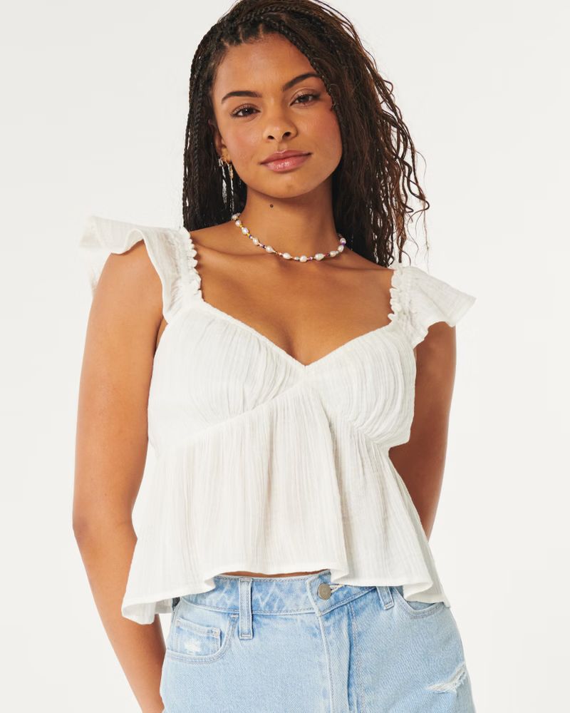 Easy Gauze Babydoll Top | Hollister (US)