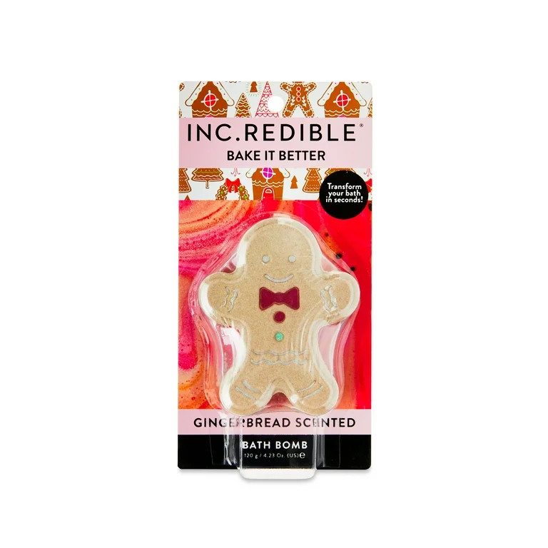 INC.redible Bake It Better Gingerbread-Shaped Bath Bomb, Gingerbread Scented, 120 g | Walmart (US)