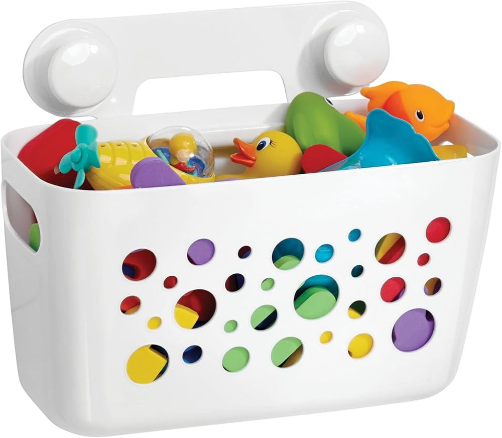 mDesign Kids Plastic Suction Bath or Shower Caddy Storage Basket - Soap and Bath Toys Holder for ... | Amazon (US)