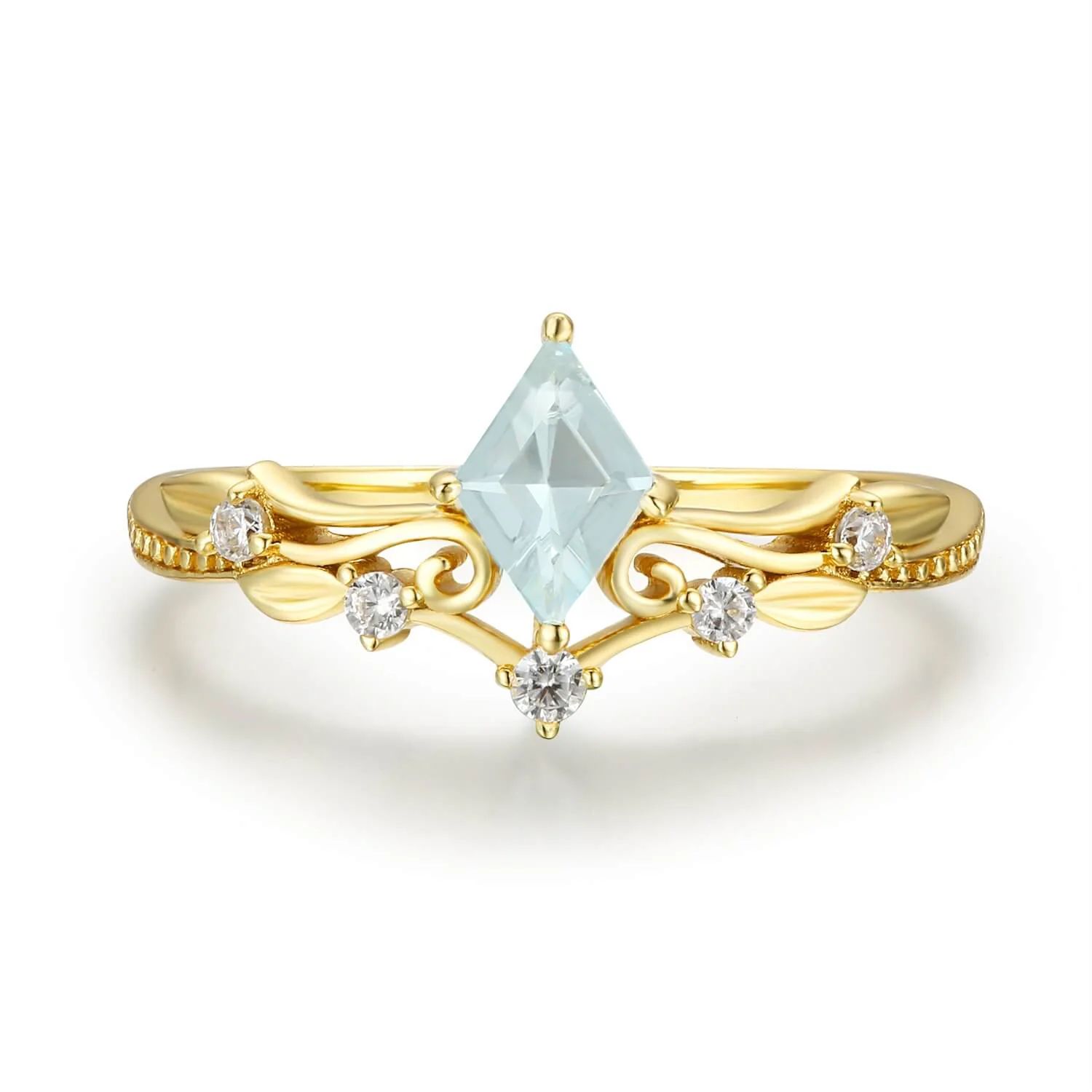 Victorian Lace Aquamarine Ring (Yellow Gold)© | Azura New York