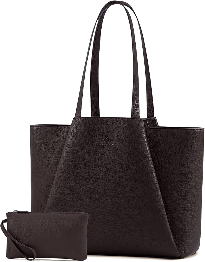 LOVEVOOK Laptop Tote for Women - 15.6 Inch Faux Leather Laptop Bag with Clutch, Large Capacity Of... | Amazon (US)