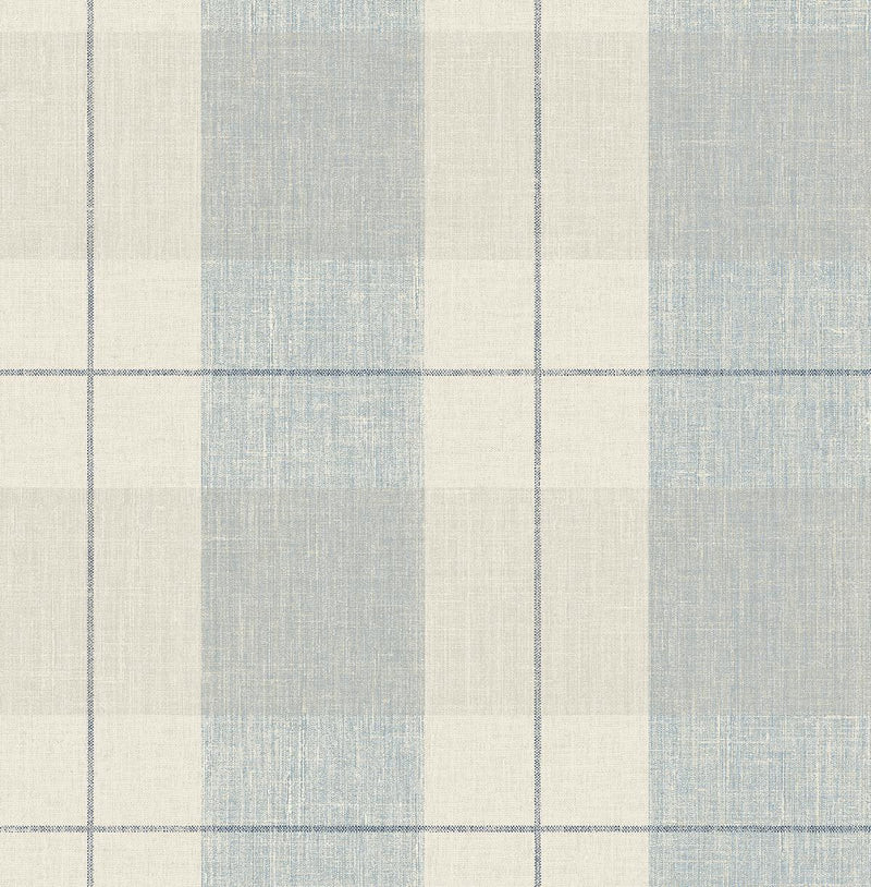 Seabrook Lenox Hill Plaid Blue & Beige Wallpaper | DecoratorsBest