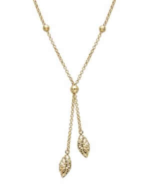 14k Gold Necklace, Diamond Cut Marquise Filigree Drop Lariat Pendant | Macys (US)