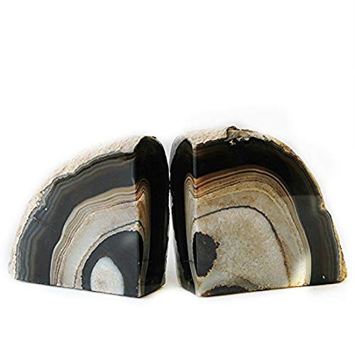 JIC Gem: Polished Dyed Black Agate Bookend(s) - 1 Pair - 3 to 4 Lbs | Amazon (US)