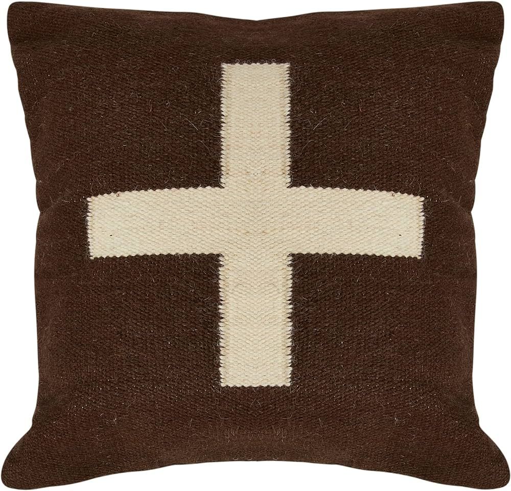 Creative Co-Op Swiss Cross Cotton Wool Throw Pillow | Amazon (US)