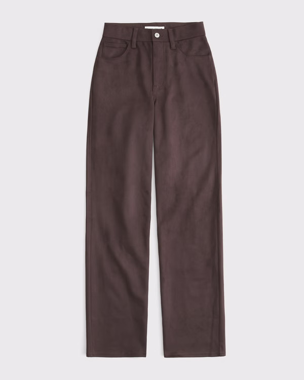 Curve Love High Rise 90s Relaxed Vegan Suede Pant | Abercrombie & Fitch (US)
