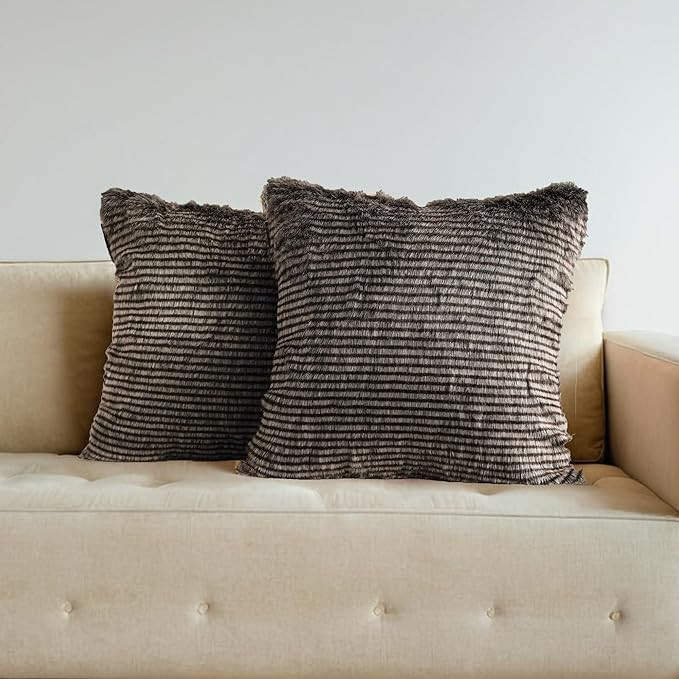 inchgrass Fur Throw Pillow Covers 18x18 Inch - Luxury Fluffy Sofa & Bed Pillow Covers Set of 2, U... | Amazon (US)