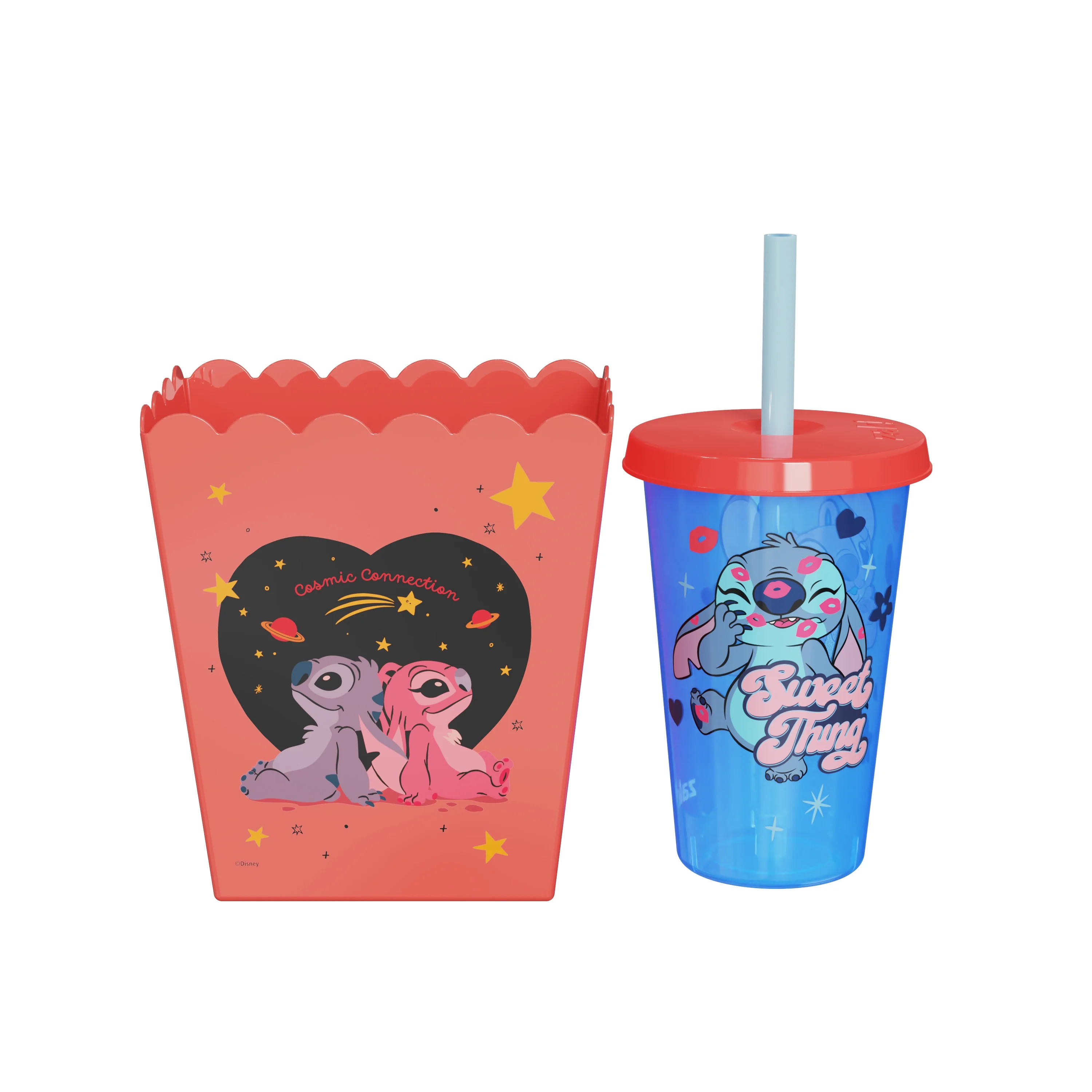 Zak Designs Stitch 2 Piece Popcorn Set with 50oz Plastic Bucket and 16oz Tumbler | Walmart (US)