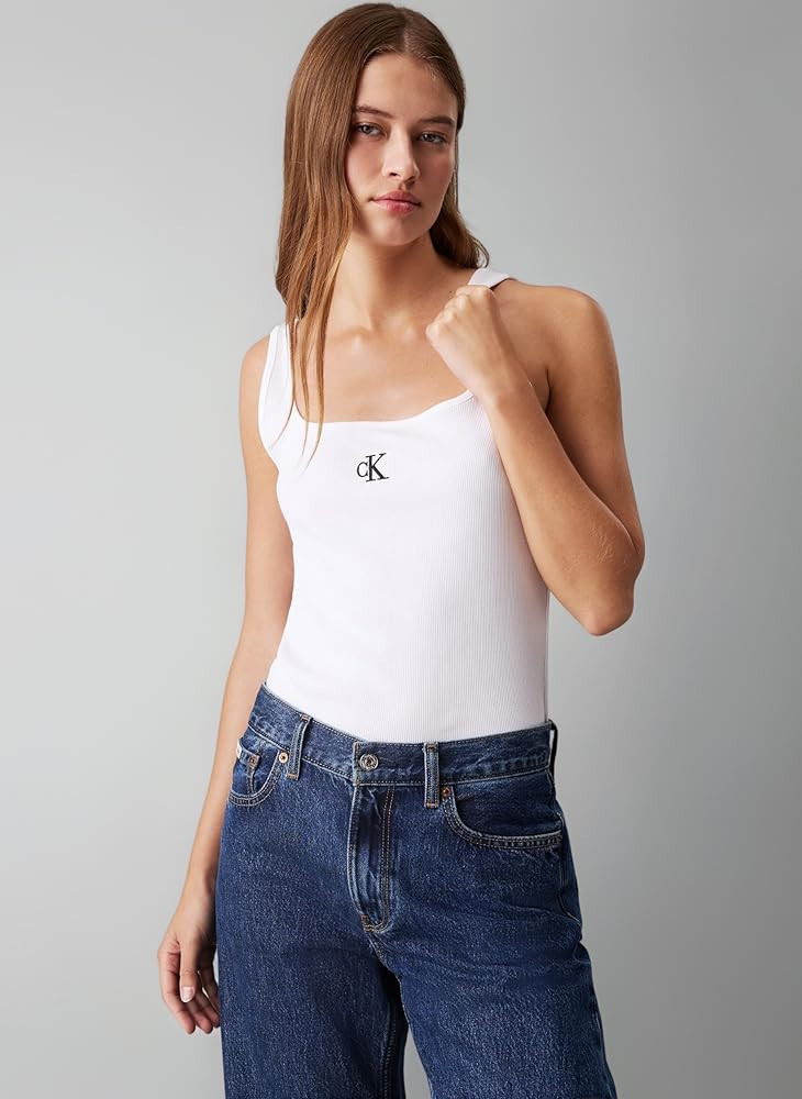 Calvin Klein Camiseta de Tirantes Mujer CK Rib Tank Top Cuello Redondo | Amazon (ES)