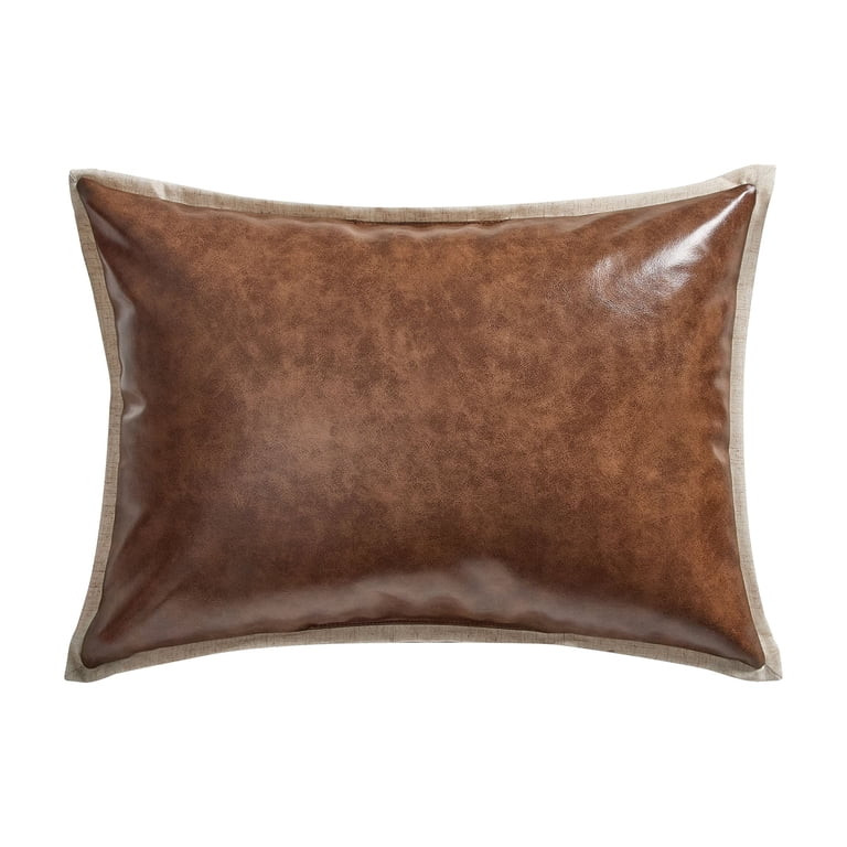 Home Decor Collection 14" x 20" Brown Faux Leather Decorative Pillow | Walmart (US)