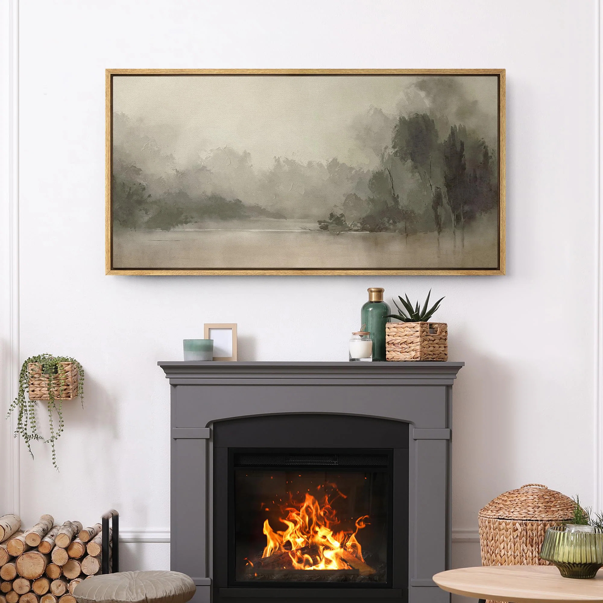 IDEA4WALL Rustic Countryside "Misty Forest Abstract Landscape Calm Extra Large Framed Artwork Wal... | Wayfair North America