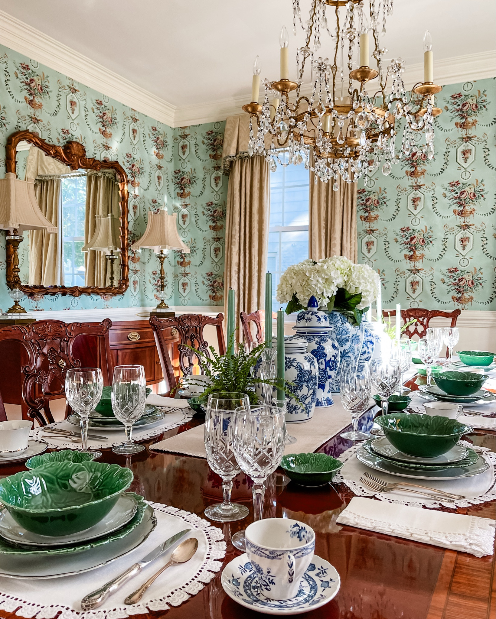 How is it possible that January is already coming to a close?

Today, I'm sharing a little inspiration with a beautiful green, blue, and white chinoiserie table. A quick tip: tall centerpieces are great for styling but can easily be removed when it's time to dine, ensuring a clear view of those across from you.

Here's to filling your tables with love and laughter in the month ahead! 💙💚🤍

#LTKHome #LTKSeasonal #LTKParties