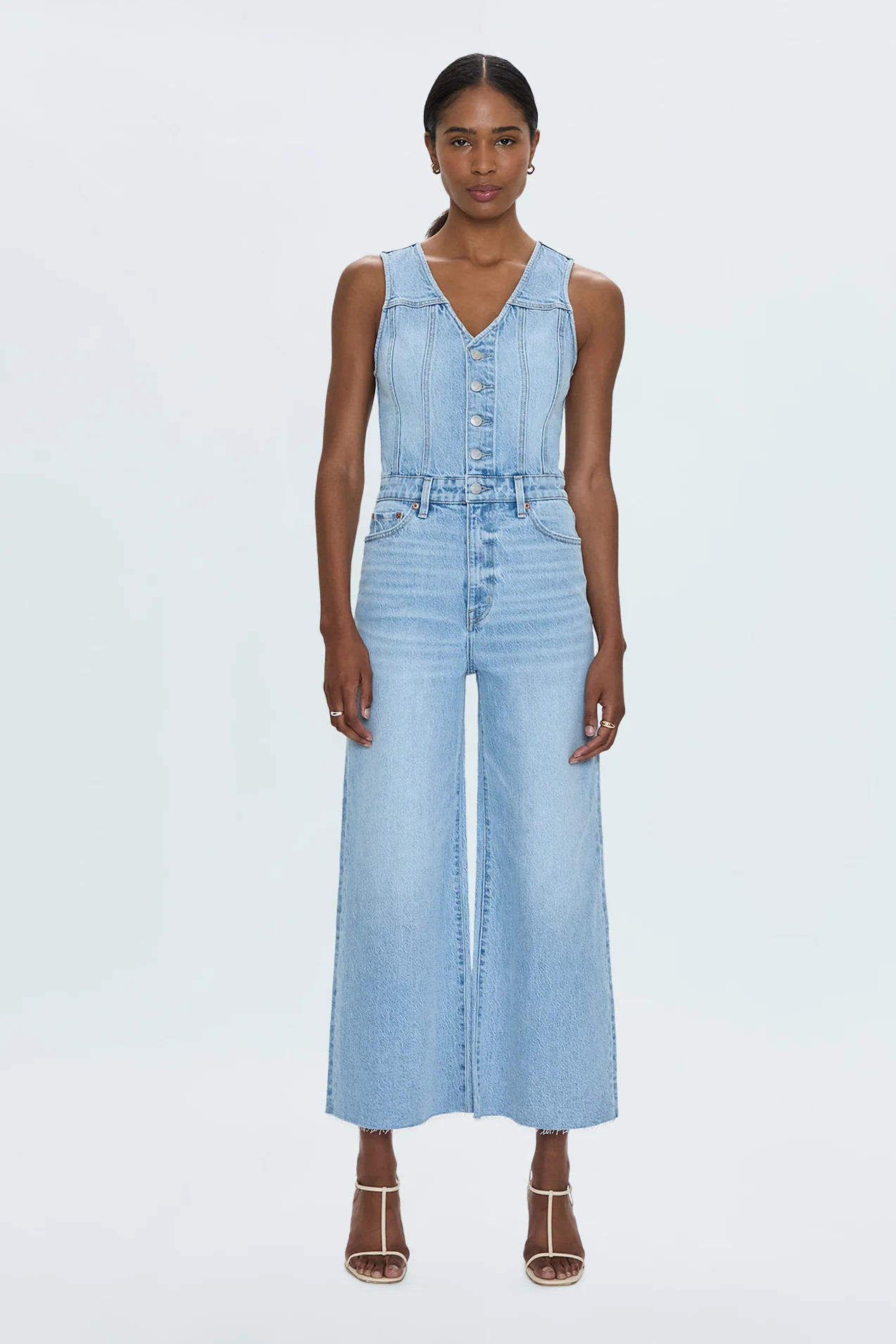 Aria Cropped Fitted Vest Jumpsuit - Priority | Pistola Denim